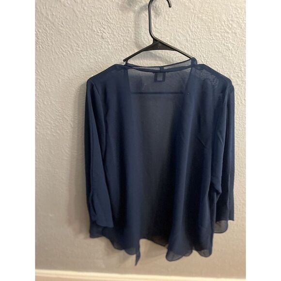 Catheines Plus 18W Navy Blue Open Front Cardigan Jacket - Picture 5 of 7
